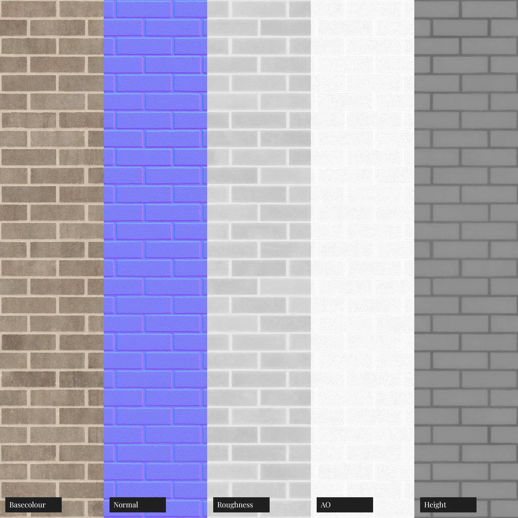 Muted Sandfaced Buff Brick Running Bond PBR Texture - Example Scene Visualization | Superellipse