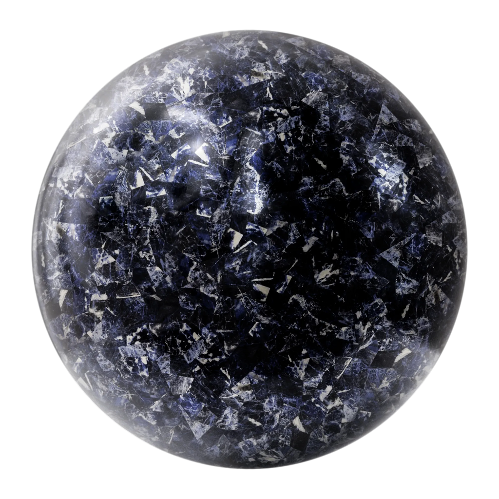 Sodalite Blue Honed Granite Slab PBR Texture - Sphere Swatch Preview | Superellipse