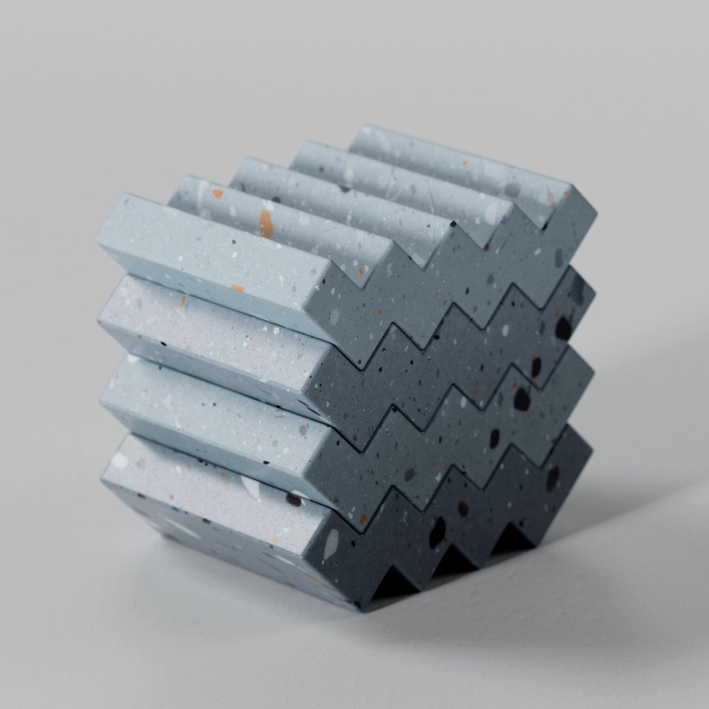 Pastel Blue Ceramic Terrazzo PBR Texture - Example Scene Visualization | Superellipse