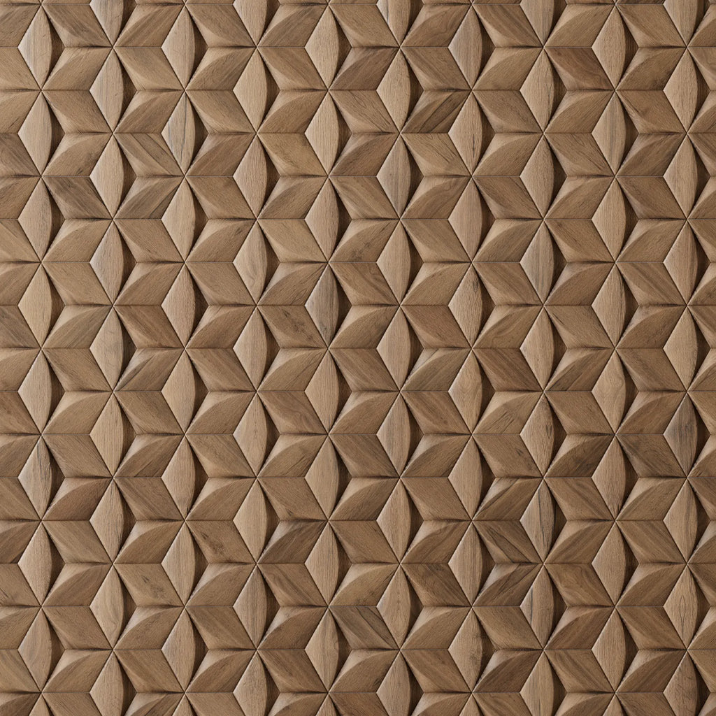 Arched Rhombus Oak Wood Panel PBR Texture - Example Scene Visualization | Superellipse