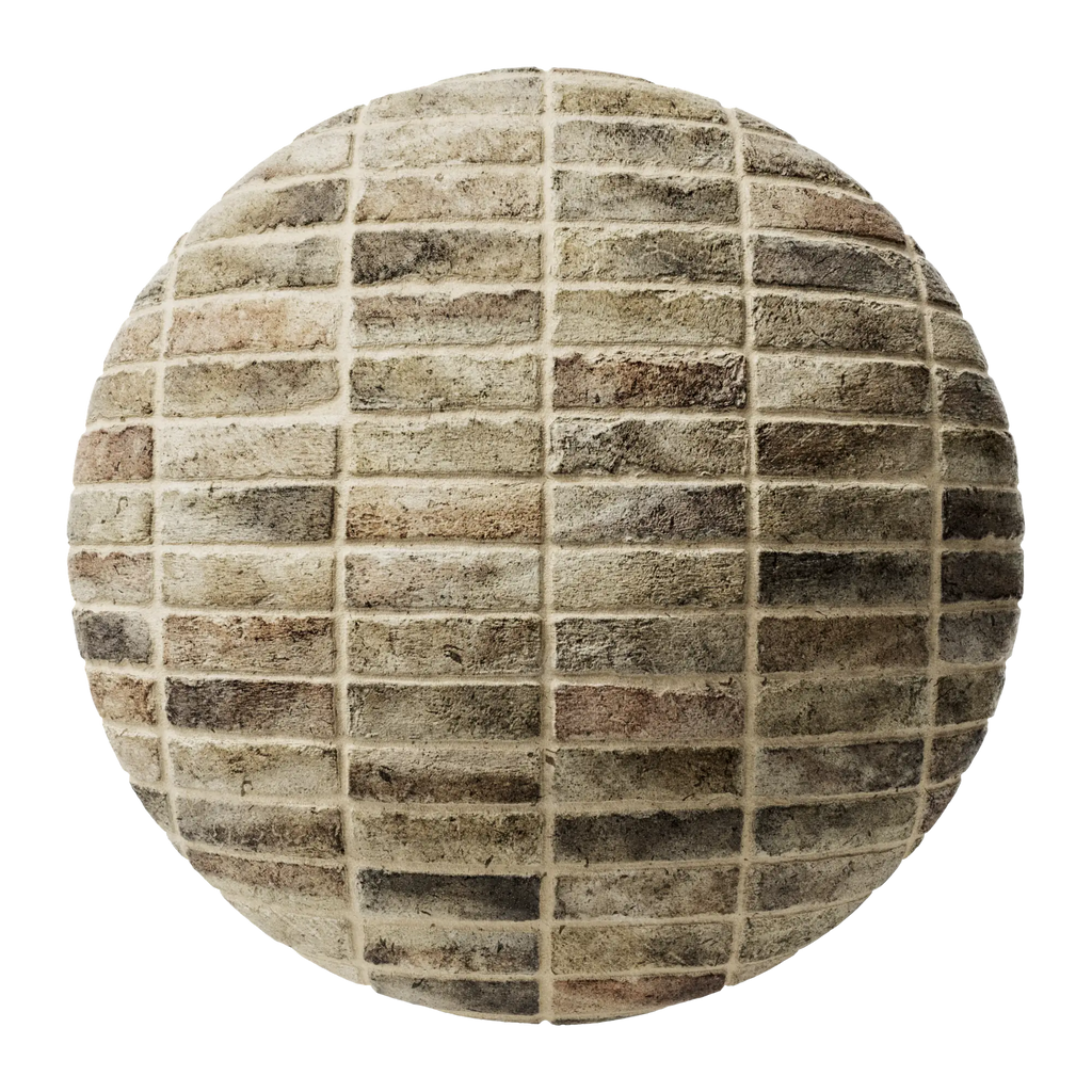 London Mixed Stock Brick Stack Bond PBR Texture - Sphere Swatch Preview | Superellipse