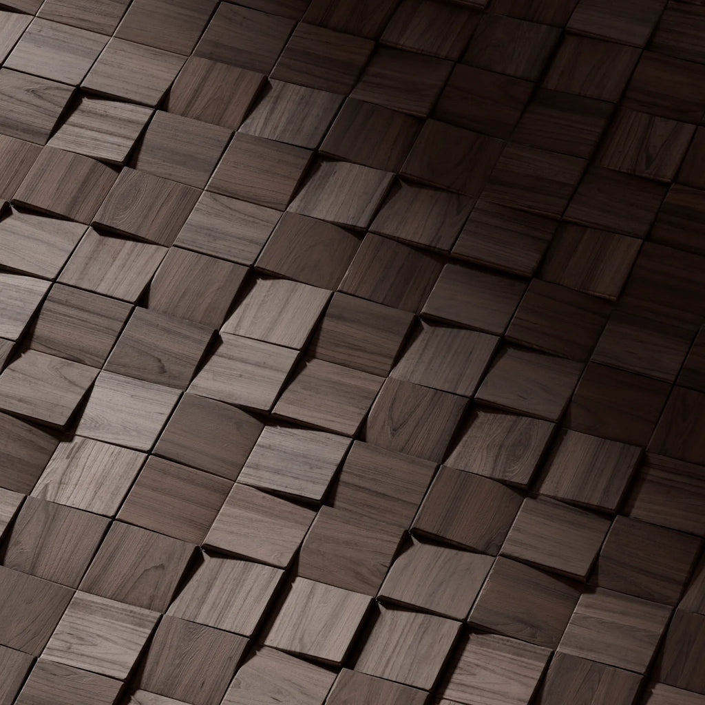 Bevelled Square Walnut Wood Panel PBR Texture - Example Scene Visualization | Superellipse