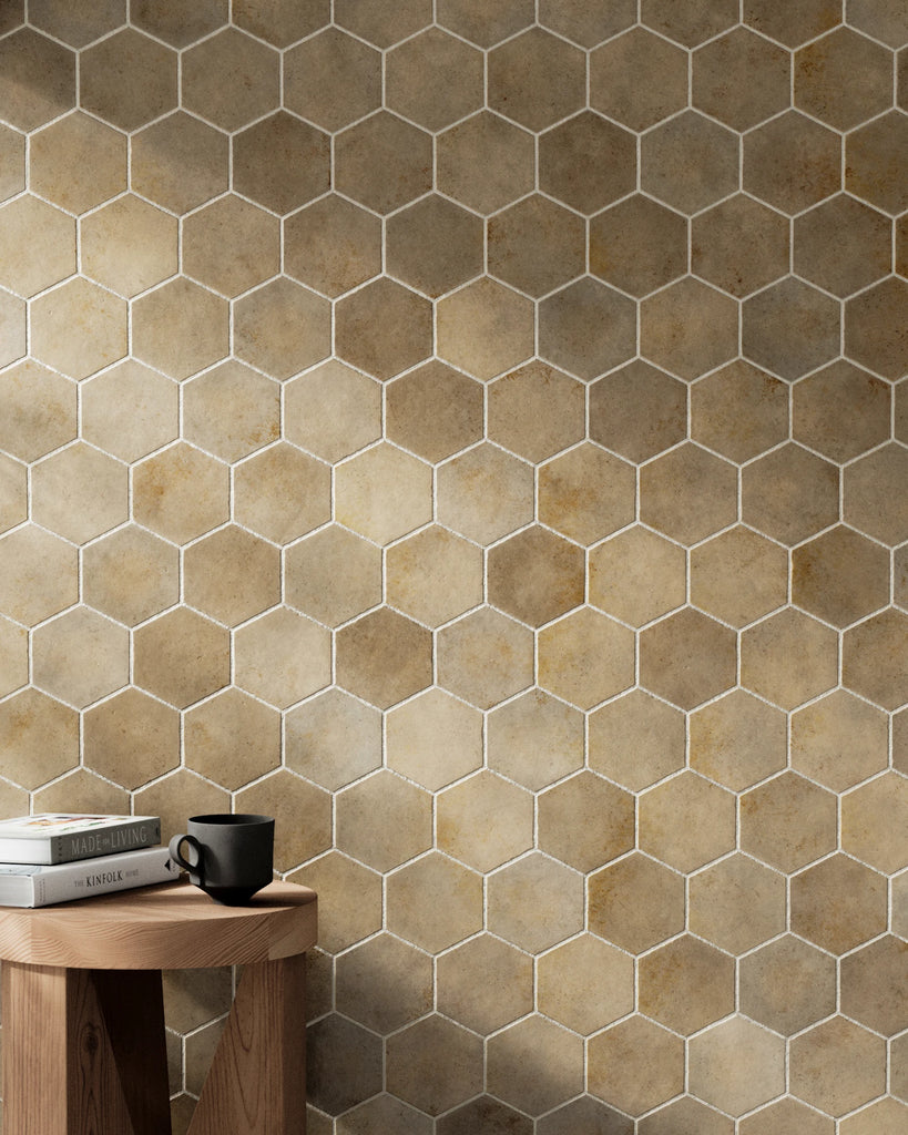Zellige Sandstone Hexagon Tile PBR Texture - Example Scene Visualization | Superellipse