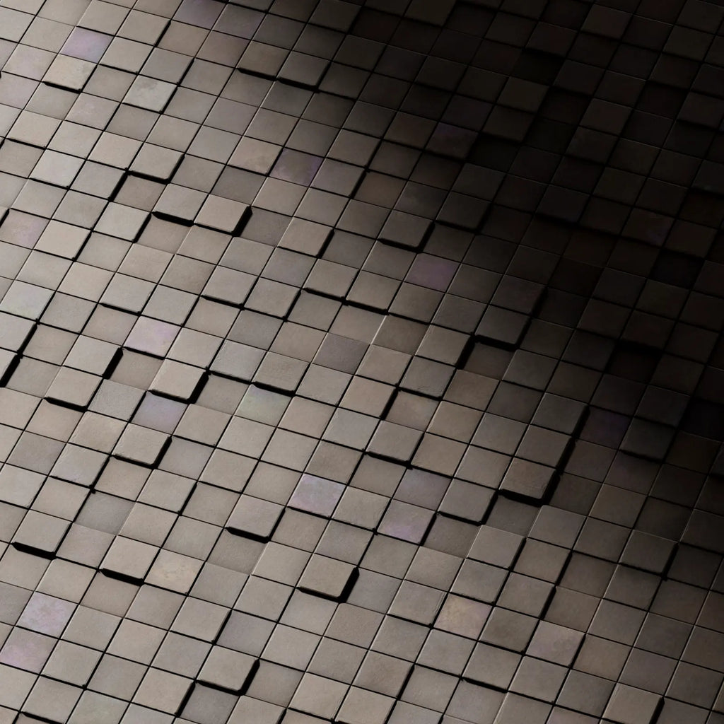 Mosaic Oxidised Steel 3D Metal Panel PBR Texture - Example Scene Visualization | Superellipse