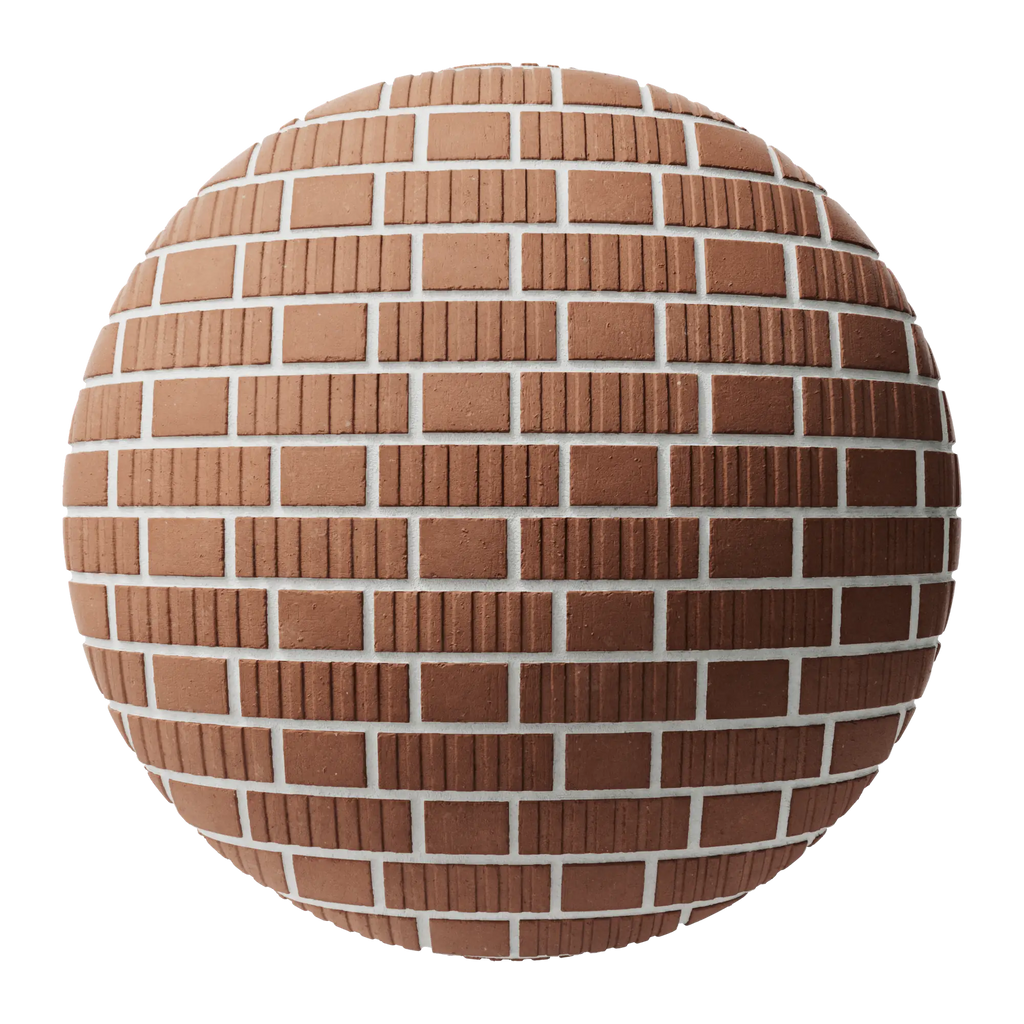 Grooved Red Clay Brick Facade Flemish Bond PBR Texture - Sphere Swatch Preview | Superellipse