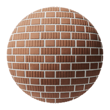 Grooved Red Clay Brick Facade Flemish Bond PBR Texture - Sphere Swatch Preview | Superellipse