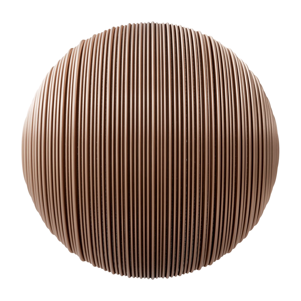 Ribbed Copper Metal 3D Panel PBR Texture - Sphere Swatch Preview | Superellipse