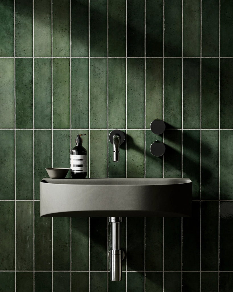 Hoxton Forest Green Stacked Tile PBR Texture - Example Scene Visualization | Superellipse