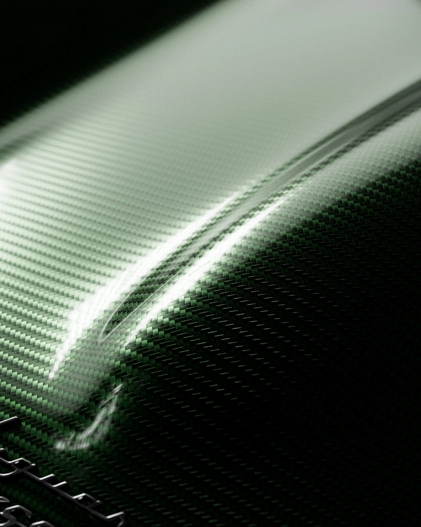 Carbon Fiber Twill Weave Emerald Green PBR Texture - Example Scene Visualization | Superellipse