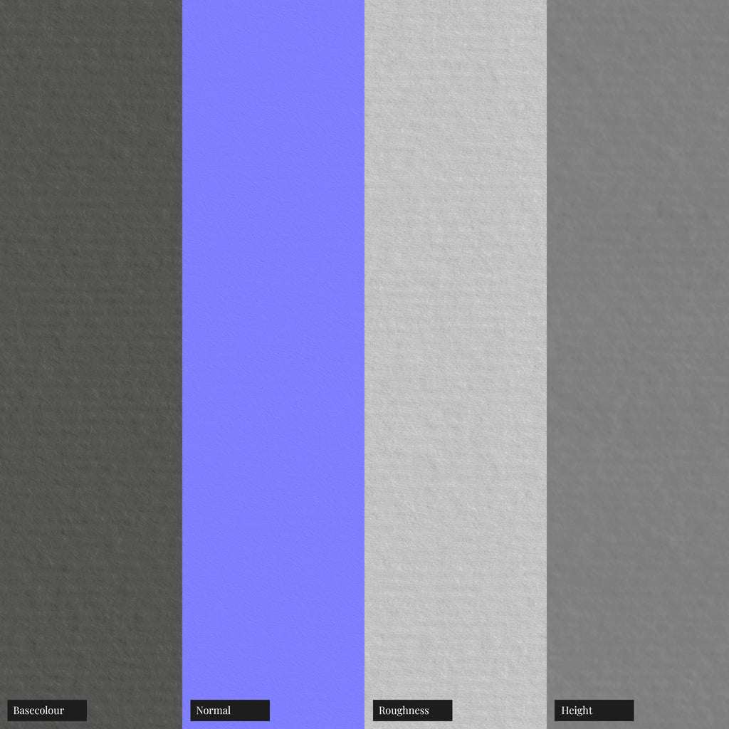 Embossed Textured Charcoal Grey Paper PBR Texture - Example Scene Visualization | Superellipse