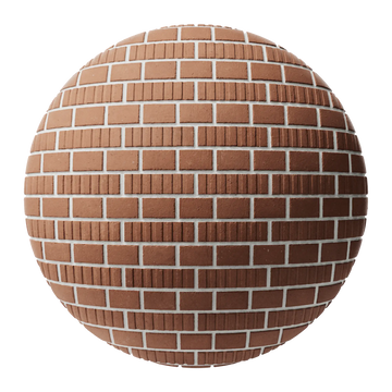 Grooved Red Clay Brick Facade English Bond PBR Texture - Sphere Swatch Preview | Superellipse