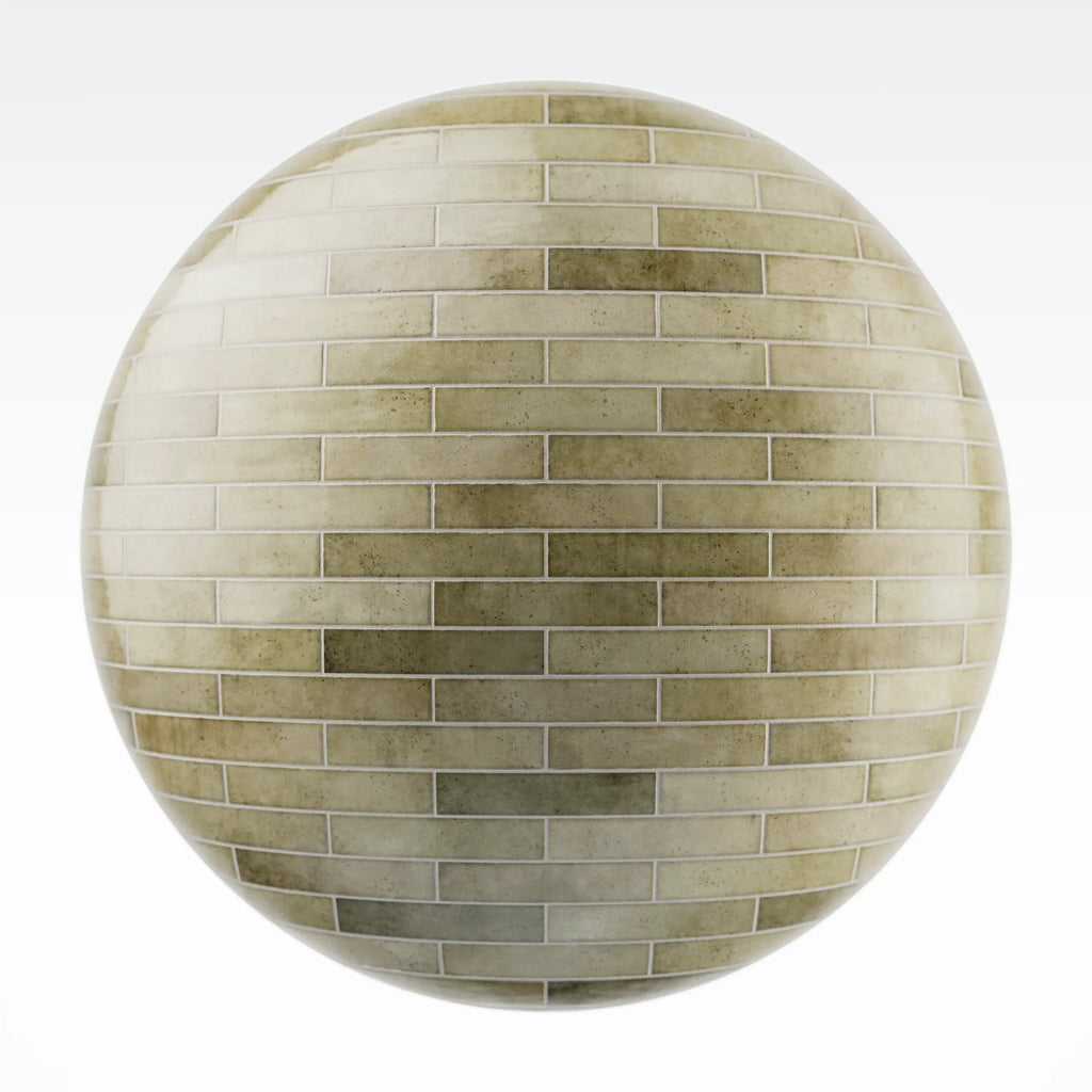 Hoxton Olive Garden Brickbond Tile PBR Texture - Sphere Swatch Preview | Superellipse