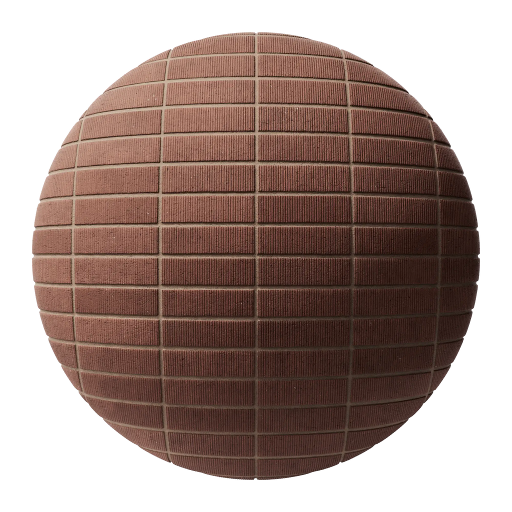 Ribbed Carlton Red Brick Stack Bond PBR Texture - Sphere Swatch Preview | Superellipse