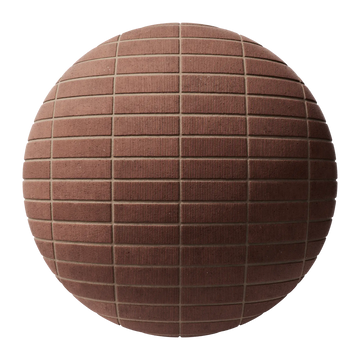 Ribbed Carlton Red Brick Stack Bond PBR Texture - Sphere Swatch Preview | Superellipse