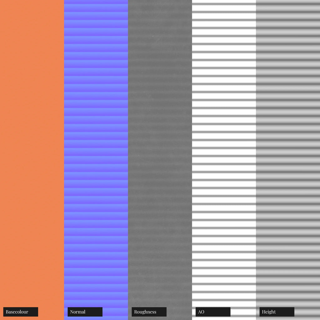 Concave Fluted Papaya Orange Plastic PBR Texture - Example Scene Visualization | Superellipse