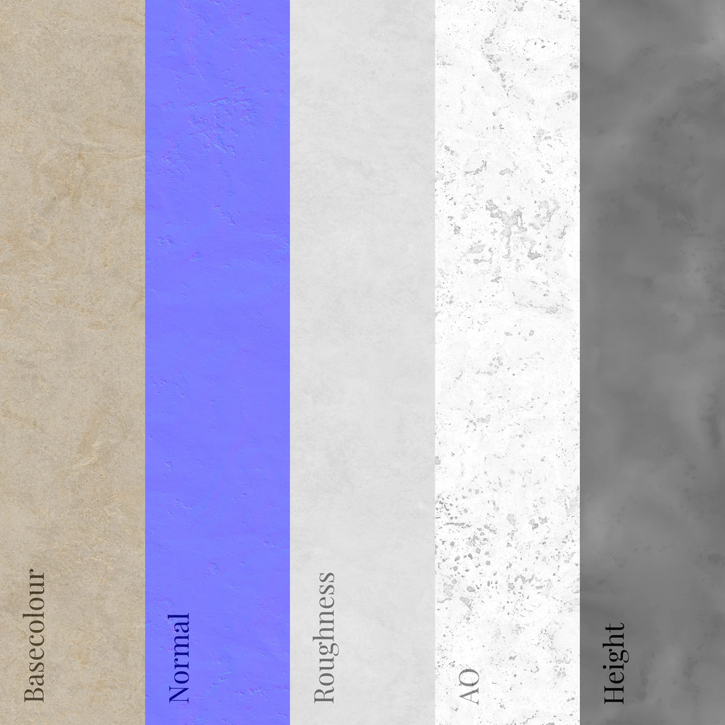 Moca Creme Unfinished Limestone PBR Texture - Example Scene Visualization | Superellipse