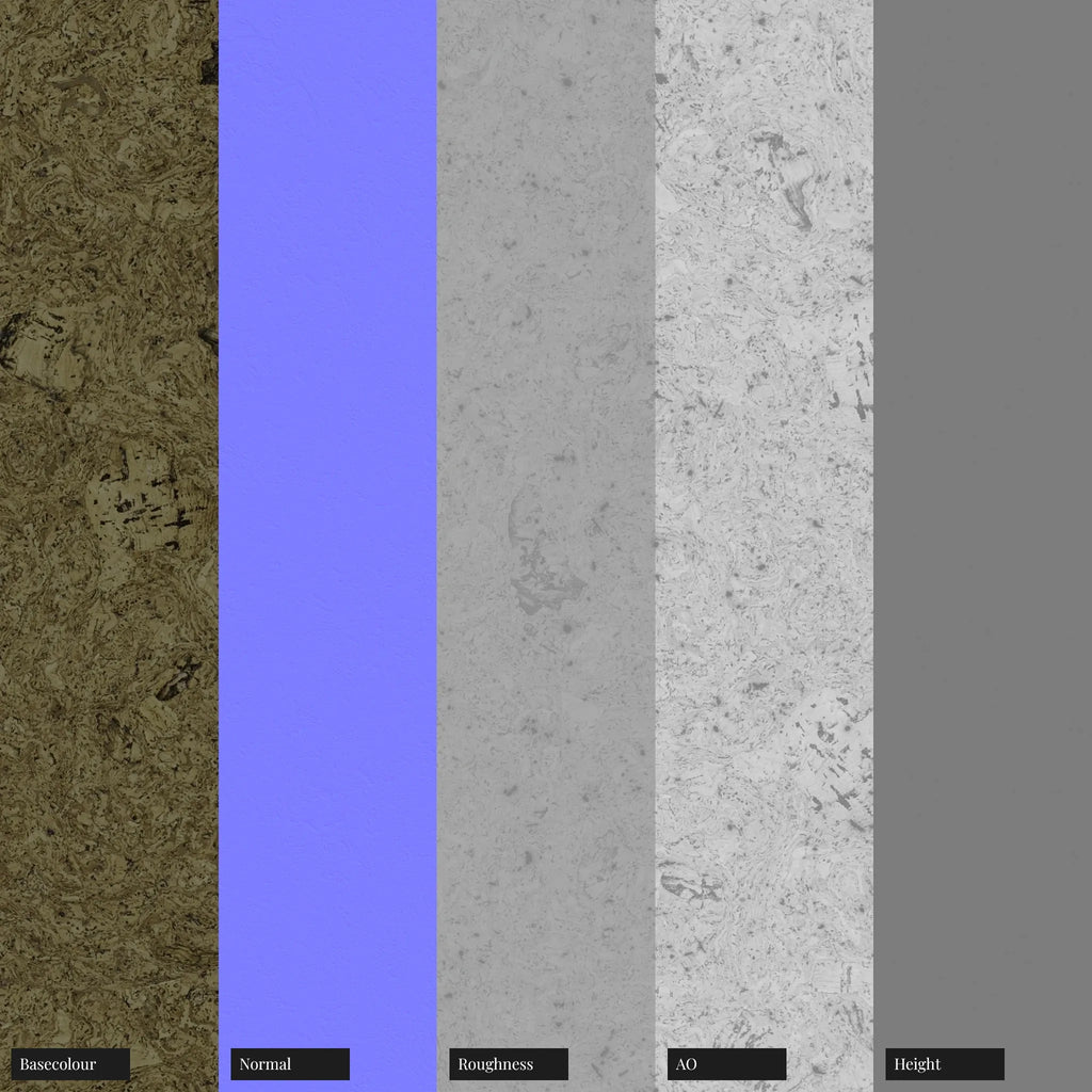 Natural Cork Olive Green PBR Texture - Example Scene Visualization | Superellipse