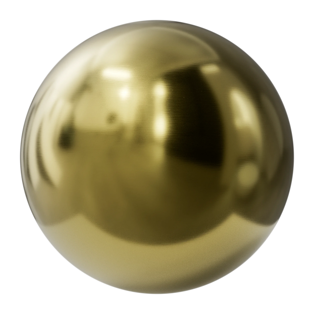 Fine Linear Brushed Brass Metal PBR Texture - Sphere Swatch Preview | Superellipse