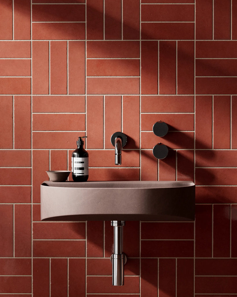 Zellige Red Tomato Basketweave Tile PBR Texture - Example Scene Visualization | Superellipse