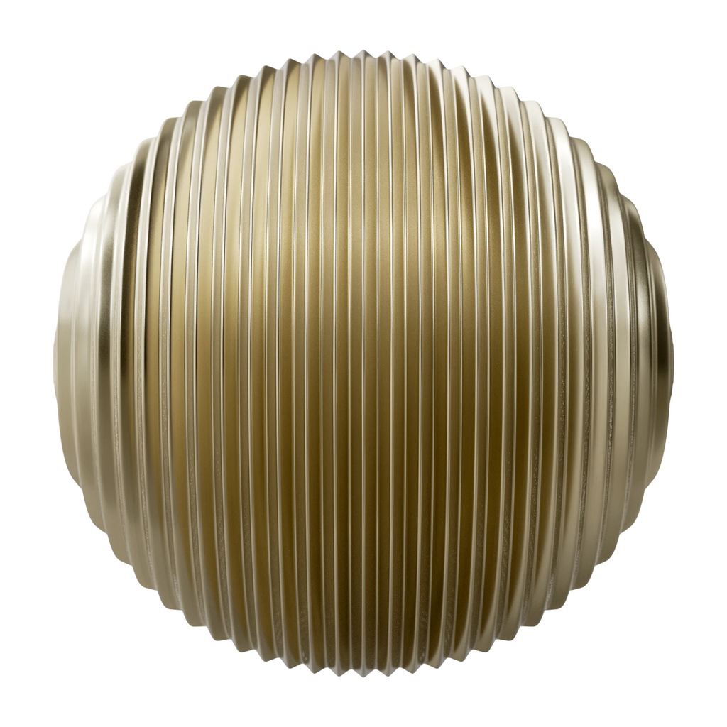 Pleated Brass Metal 3D Panel PBR Texture - Sphere Swatch Preview | Superellipse