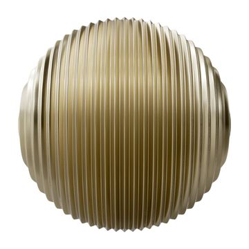 Pleated Brass Metal 3D Panel PBR Texture - Sphere Swatch Preview | Superellipse