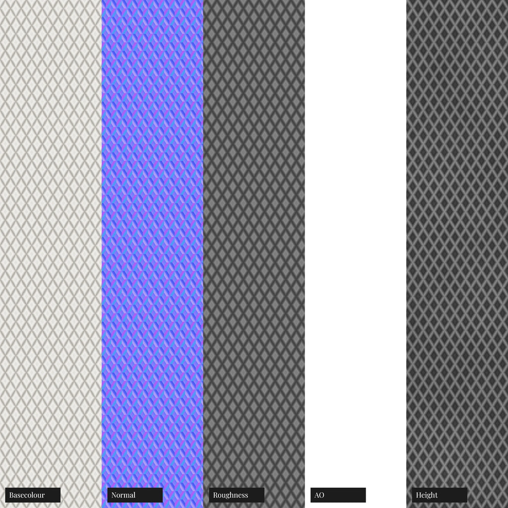 Diamond Concave Knurled Silver Metal PBR Texture - Example Scene Visualization | Superellipse