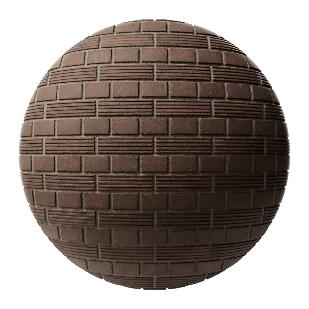 Long Grooved Belden Brick English Bond PBR Texture - Sphere Swatch Preview | Superellipse