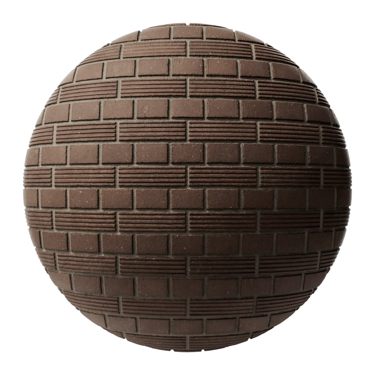 Long Grooved Belden Brick English Bond PBR Texture - Sphere Swatch Preview | Superellipse