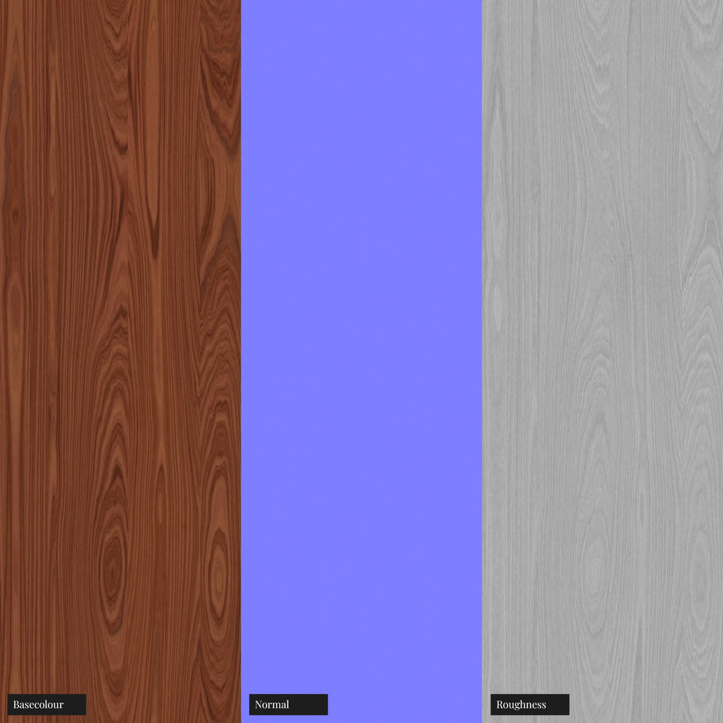 Rosewood Crown Cut Oiled Veneer Wood 02 PBR Texture - Example Scene Visualization | Superellipse