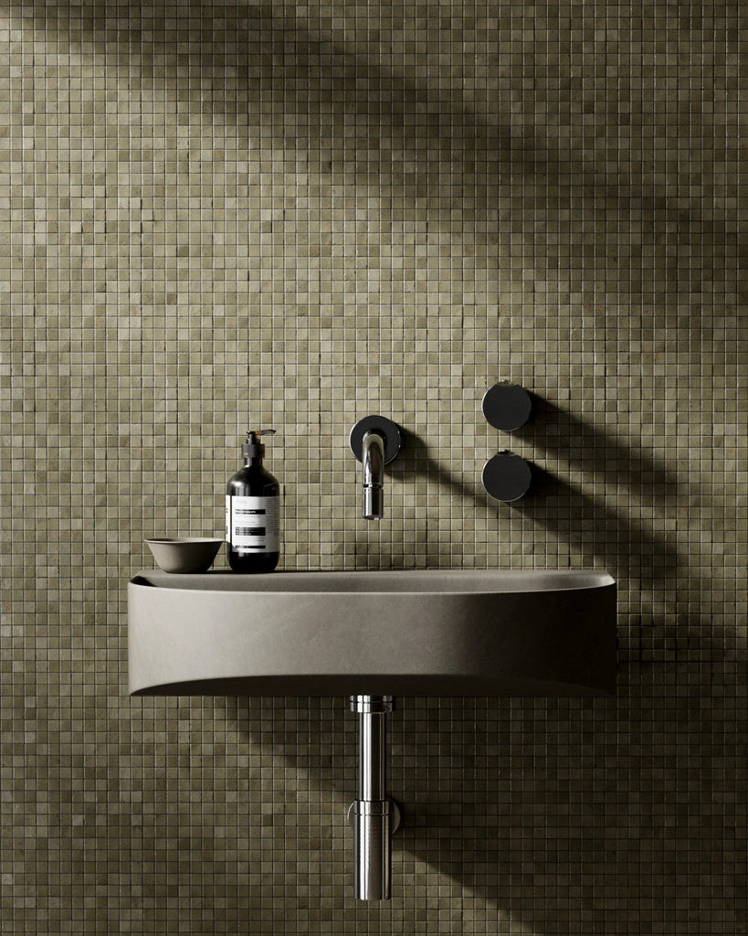 Zellige Deep Olive Mosaic Tile PBR Texture - Example Scene Visualization | Superellipse