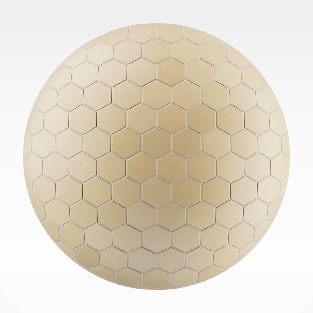 Hexagonal Matte Sunlight Yellow Tile PBR Texture - Sphere Swatch Preview | Superellipse