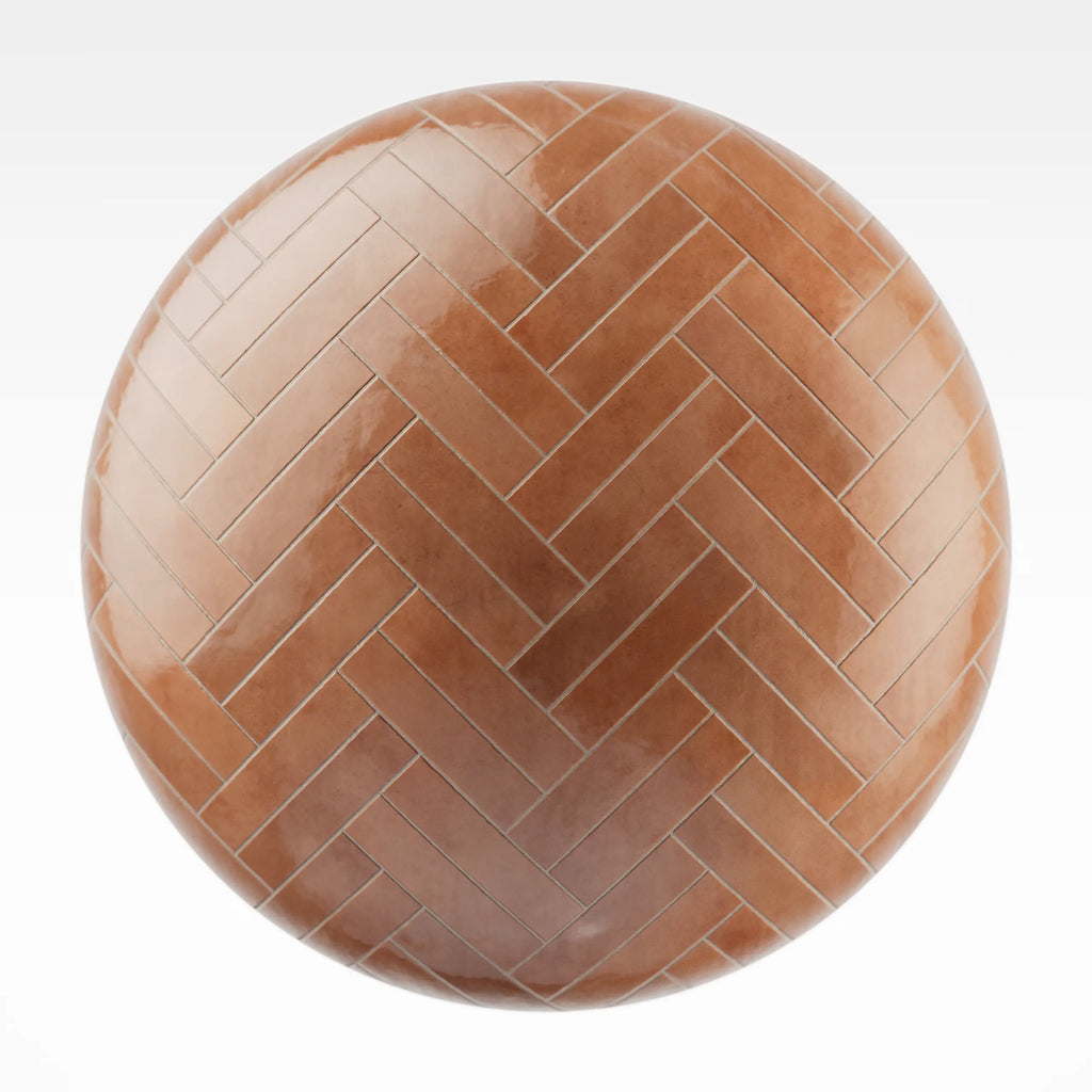 Zellige Coral Double Basketweave Tile PBR Texture - Sphere Swatch Preview | Superellipse