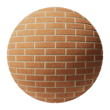 Grooved Boston Red Brick Running Bond PBR Texture - Sphere Swatch Preview | Superellipse