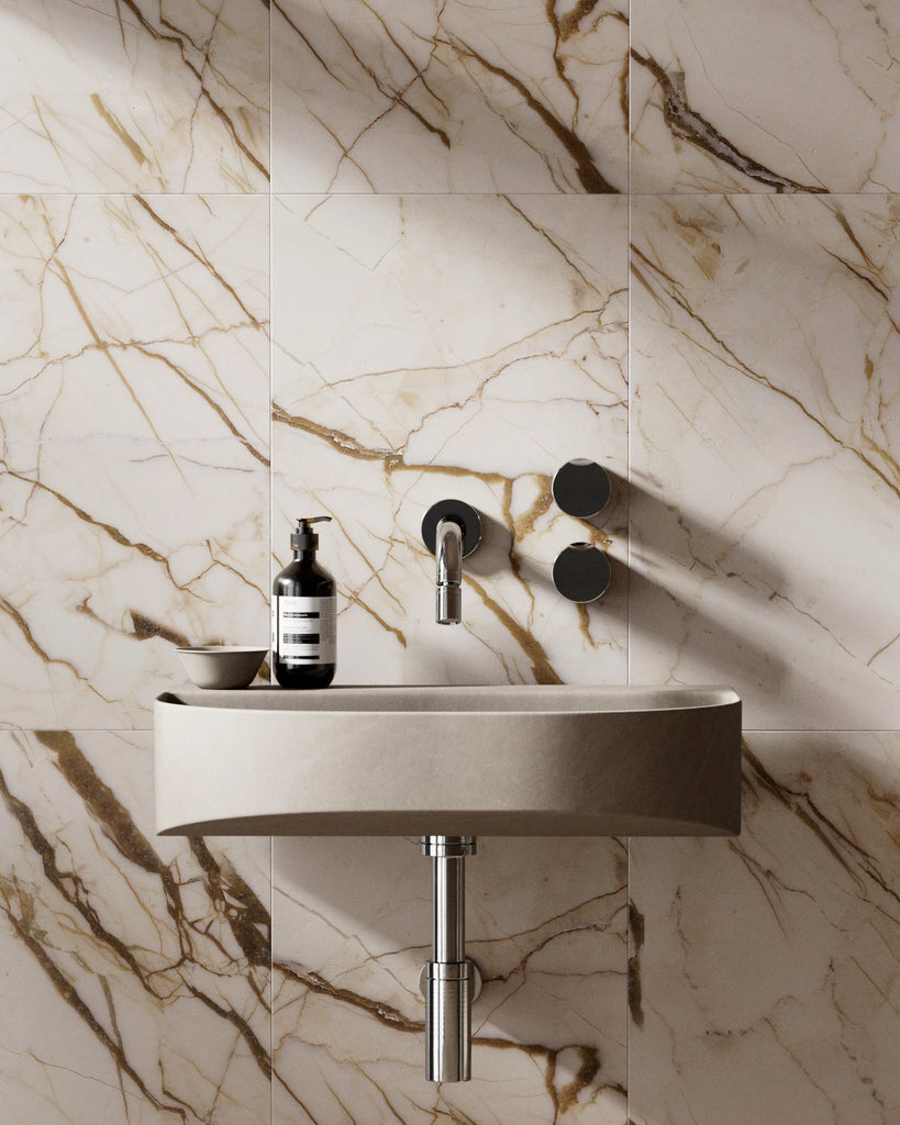 Sofita Beige Honed Marble Tiles PBR Texture - Example Scene Visualization | Superellipse