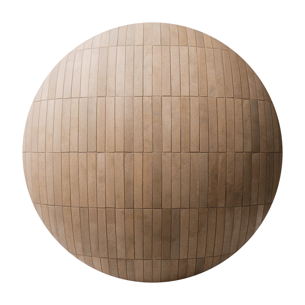 Terracotta Dusted Clay Slim Tiles PBR Texture - Sphere Swatch Preview | Superellipse