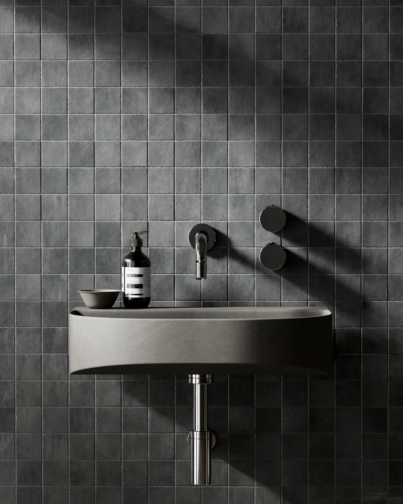 Zellige Graphite Gloss Square Tile PBR Texture - Example Scene Visualization | Superellipse