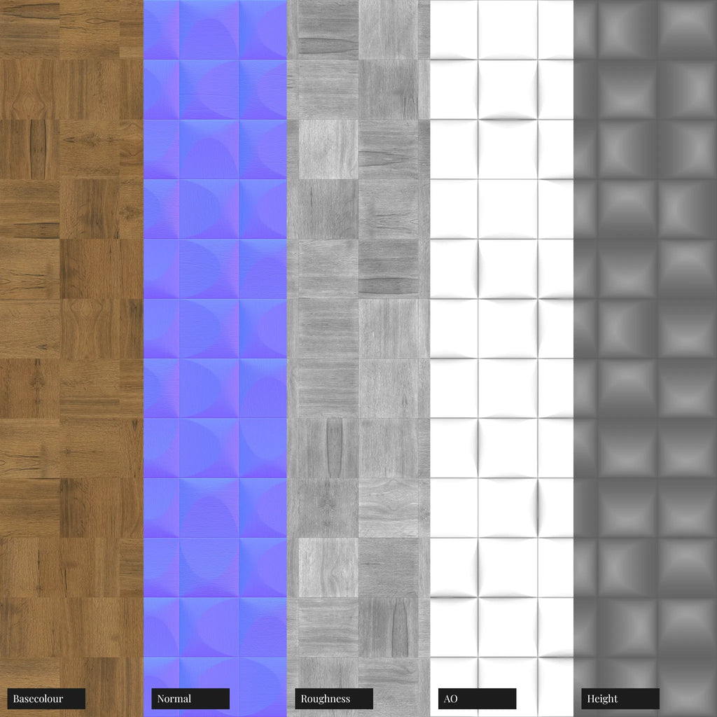 Arch Surface Oak Wood Panel PBR Texture - Example Scene Visualization | Superellipse
