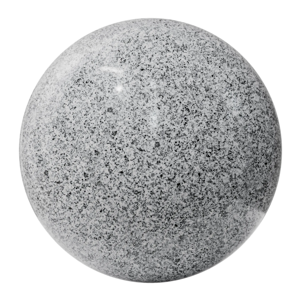 Jay White Polished Granite Slab PBR Texture - Sphere Swatch Preview | Superellipse