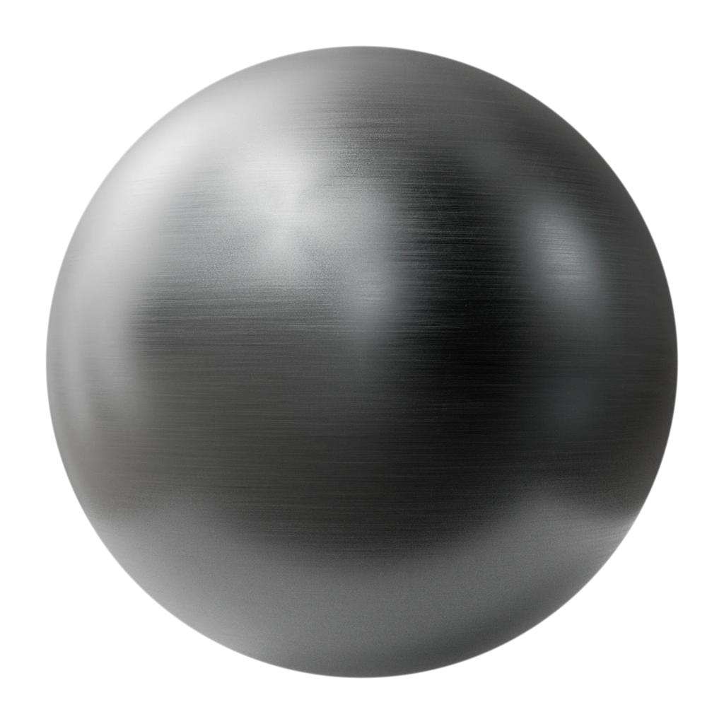 Buffed Linear Brushed Steel Metal PBR Texture - Sphere Swatch Preview | Superellipse