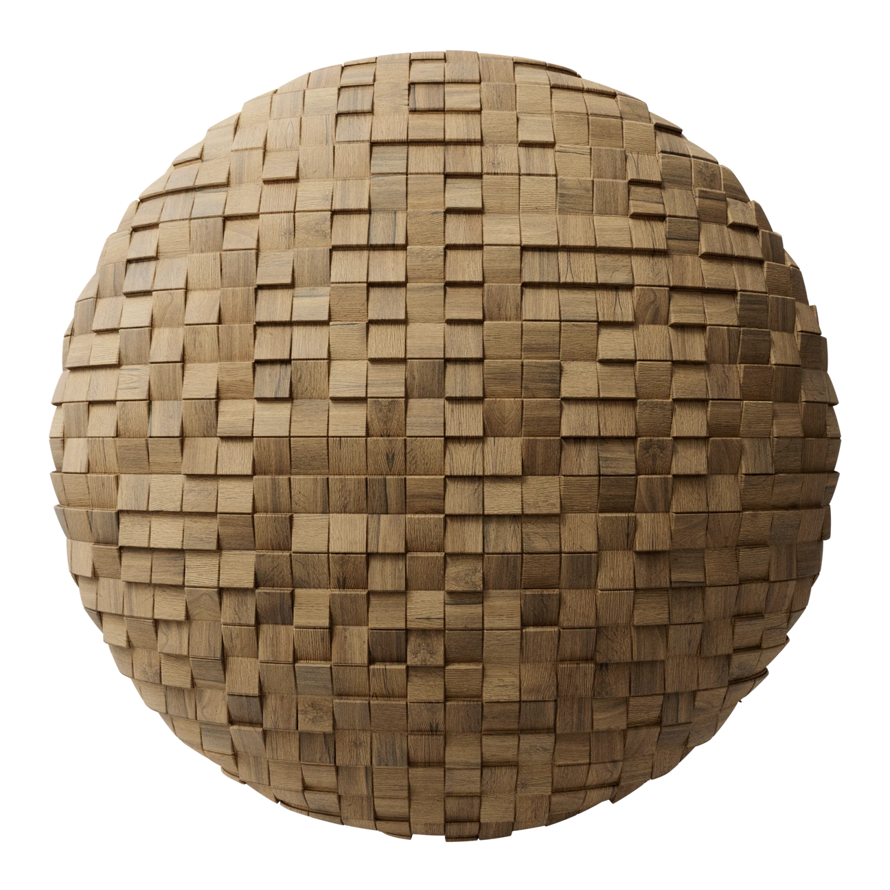 Bevelled Mosaic Oak Wood Panel PBR Texture - Sphere Swatch Preview | Superellipse