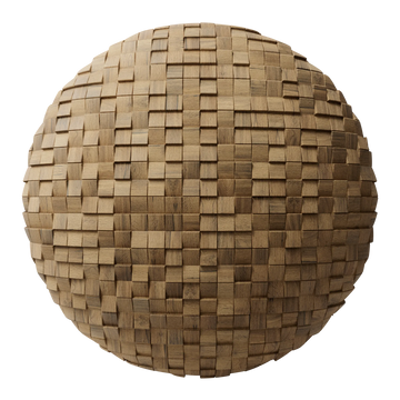 Bevelled Mosaic Oak Wood Panel PBR Texture - Sphere Swatch Preview | Superellipse