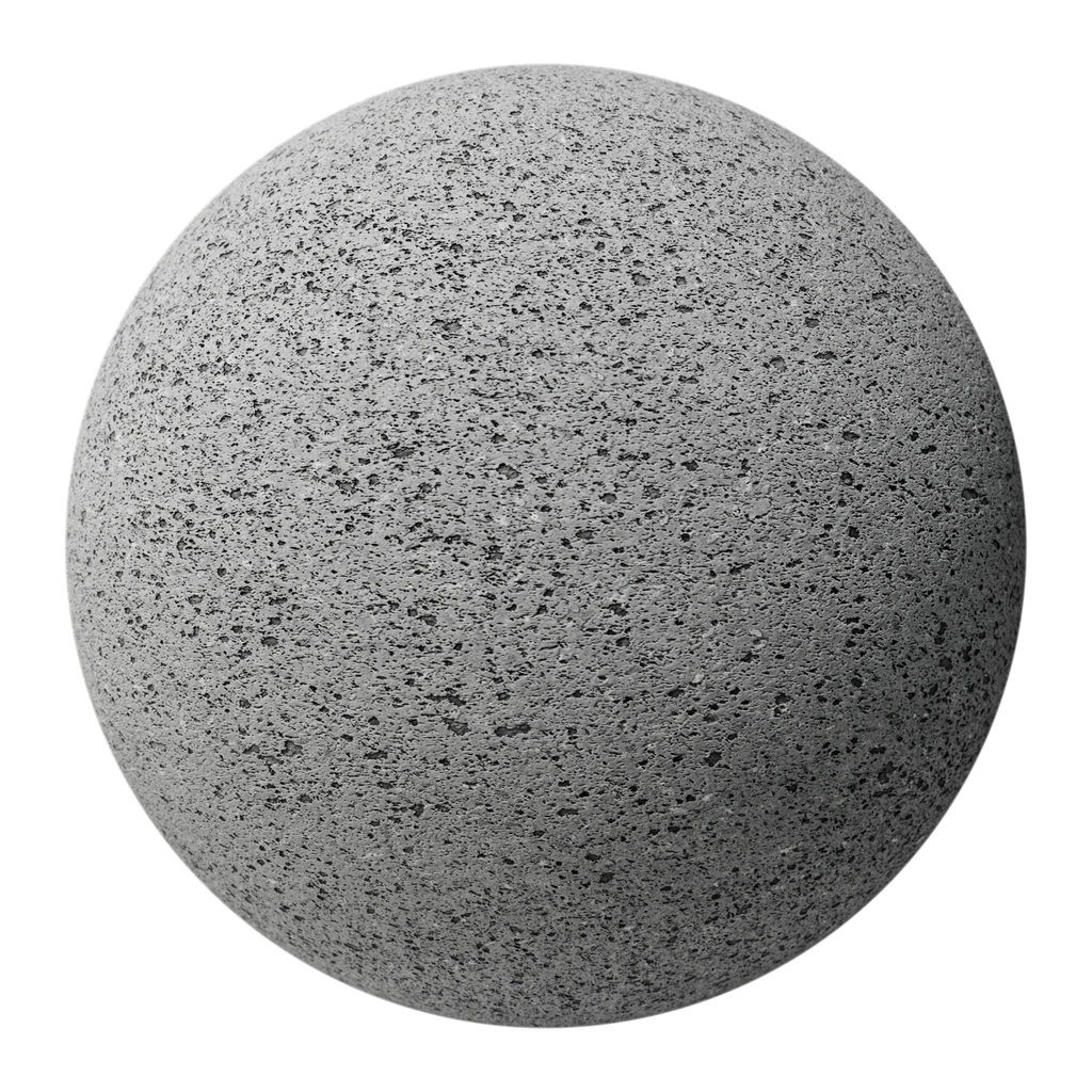 Vesicular Basalt Stone Light Grey PBR Texture - Sphere Swatch Preview | Superellipse