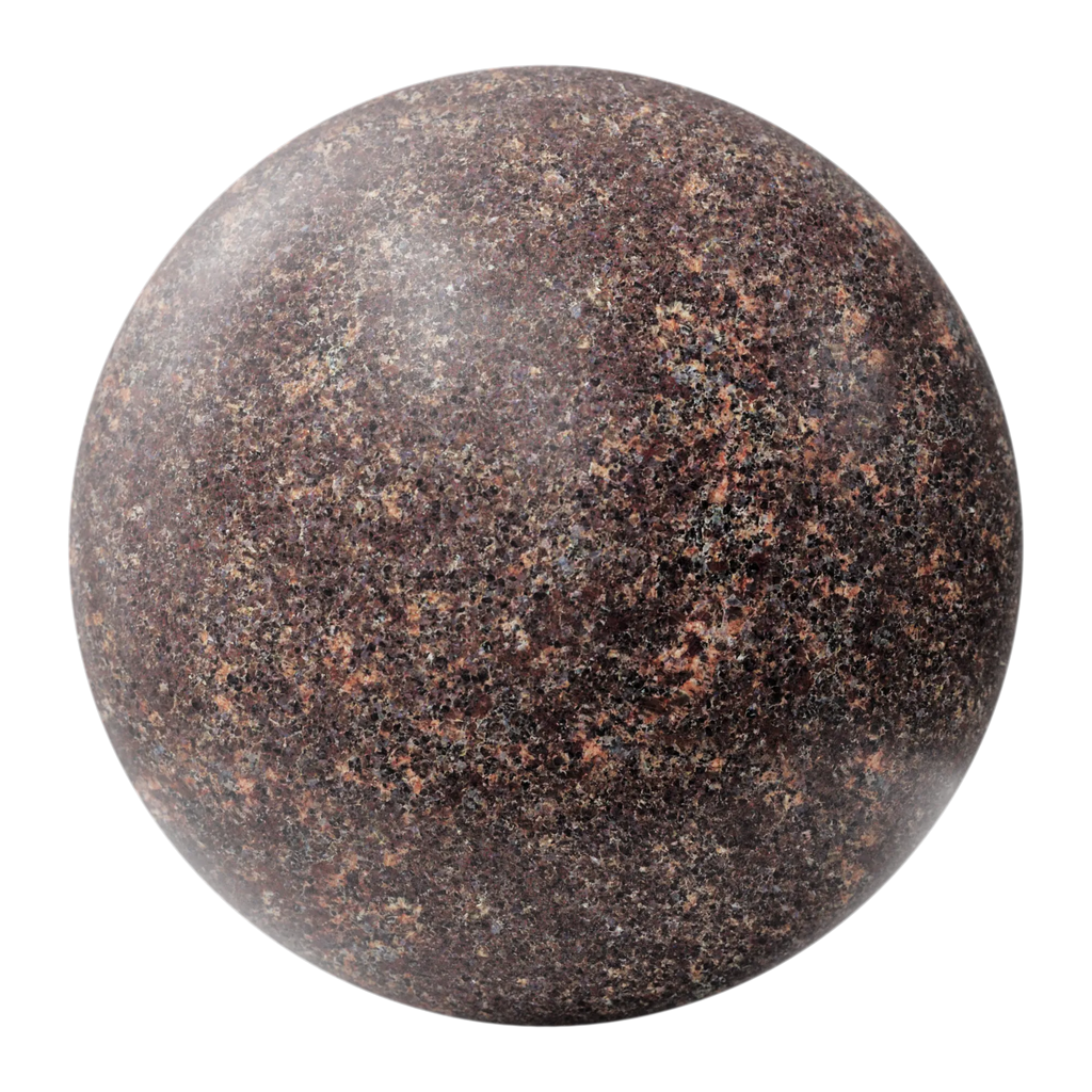 Rustic Autumn Red Honed Granite Slab PBR Texture - Sphere Swatch Preview | Superellipse