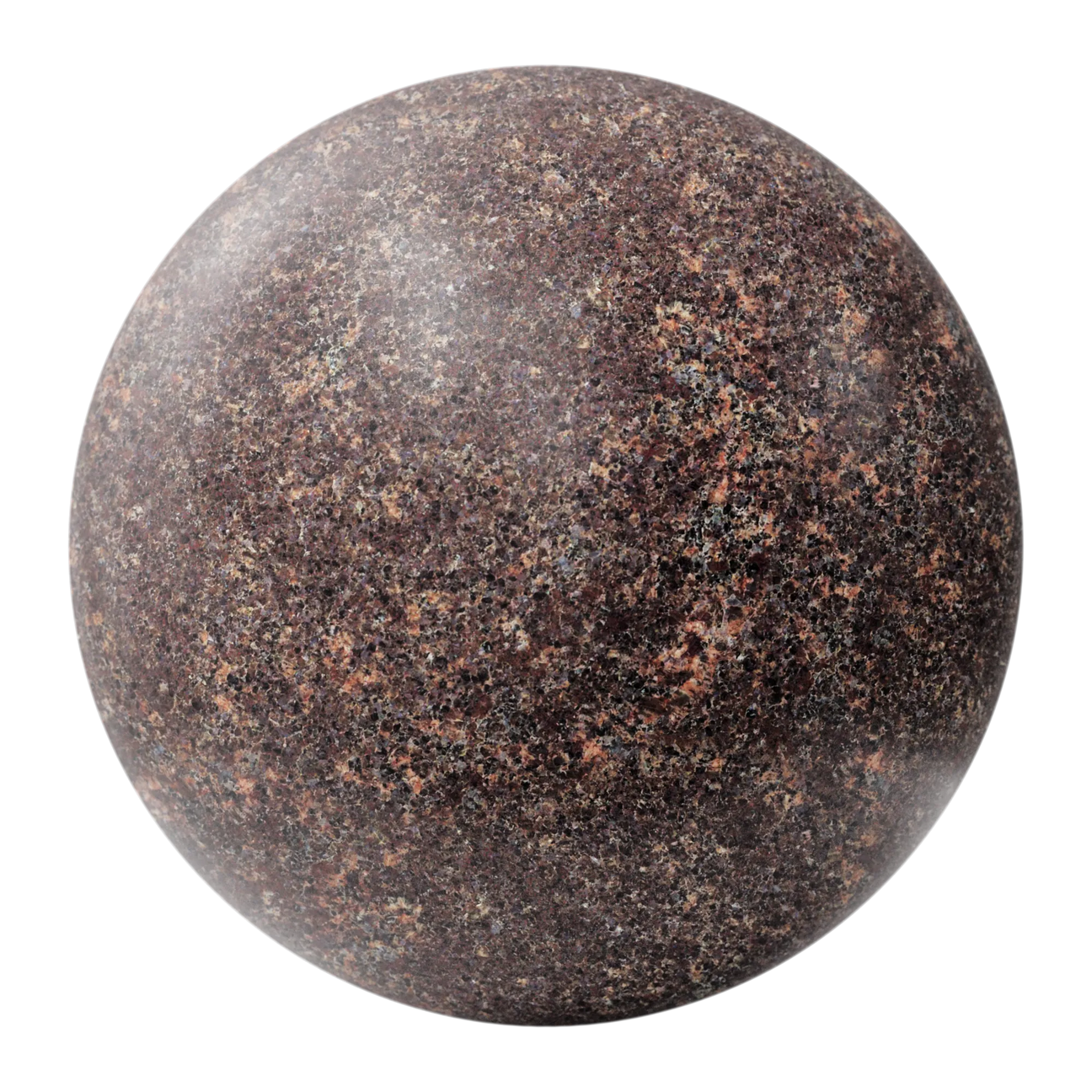 Rustic Autumn Red Honed Granite Slab PBR Texture - Sphere Swatch Preview | Superellipse