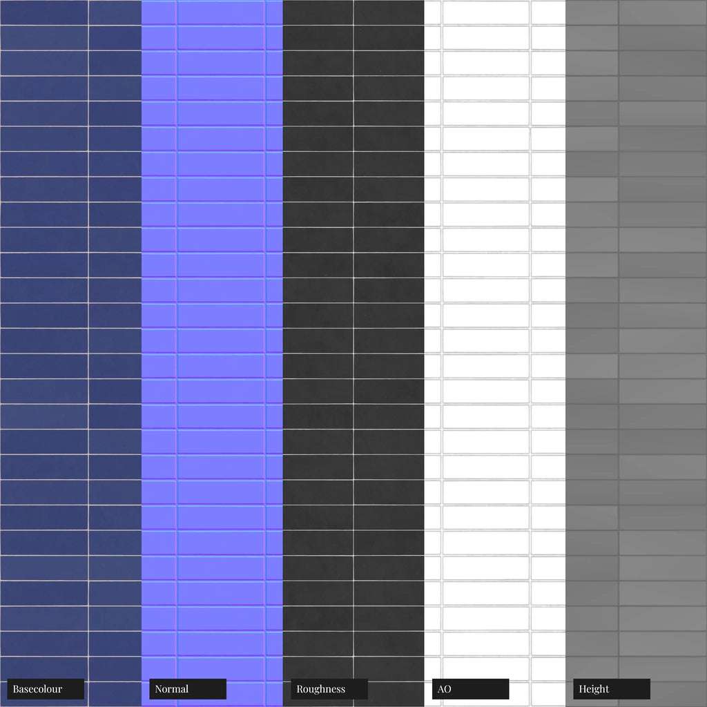 Stacked Matte Royal Blue Tile PBR Texture - Example Scene Visualization | Superellipse