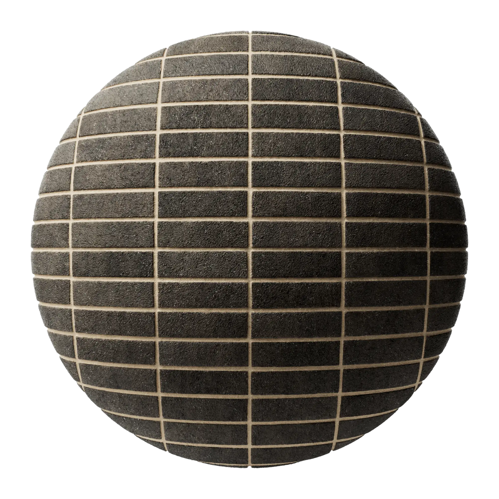 Belden Black Sandfaced Brick Stack Bond PBR Texture - Sphere Swatch Preview | Superellipse