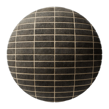 Belden Black Sandfaced Brick Stack Bond PBR Texture - Sphere Swatch Preview | Superellipse