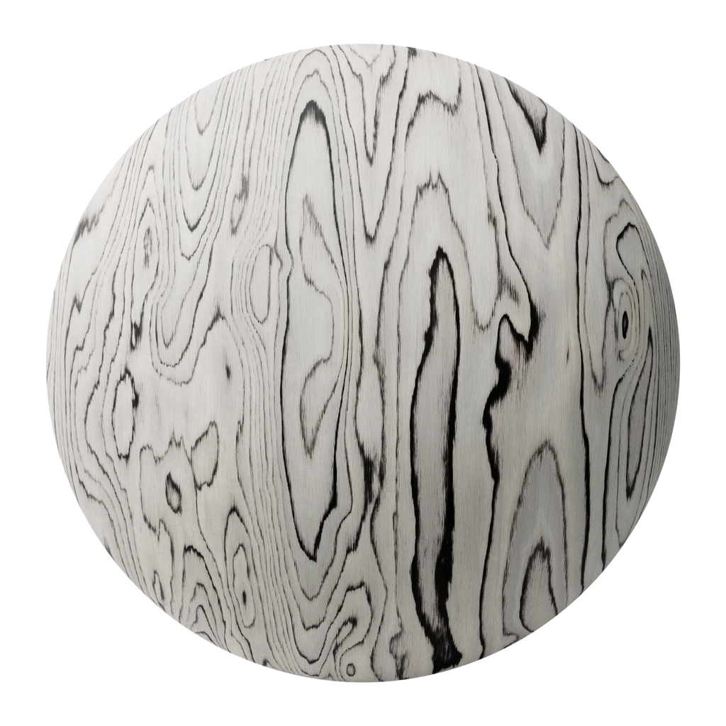 Sottsass White Dyed Wood Veneer PBR Texture - Sphere Swatch Preview | Superellipse