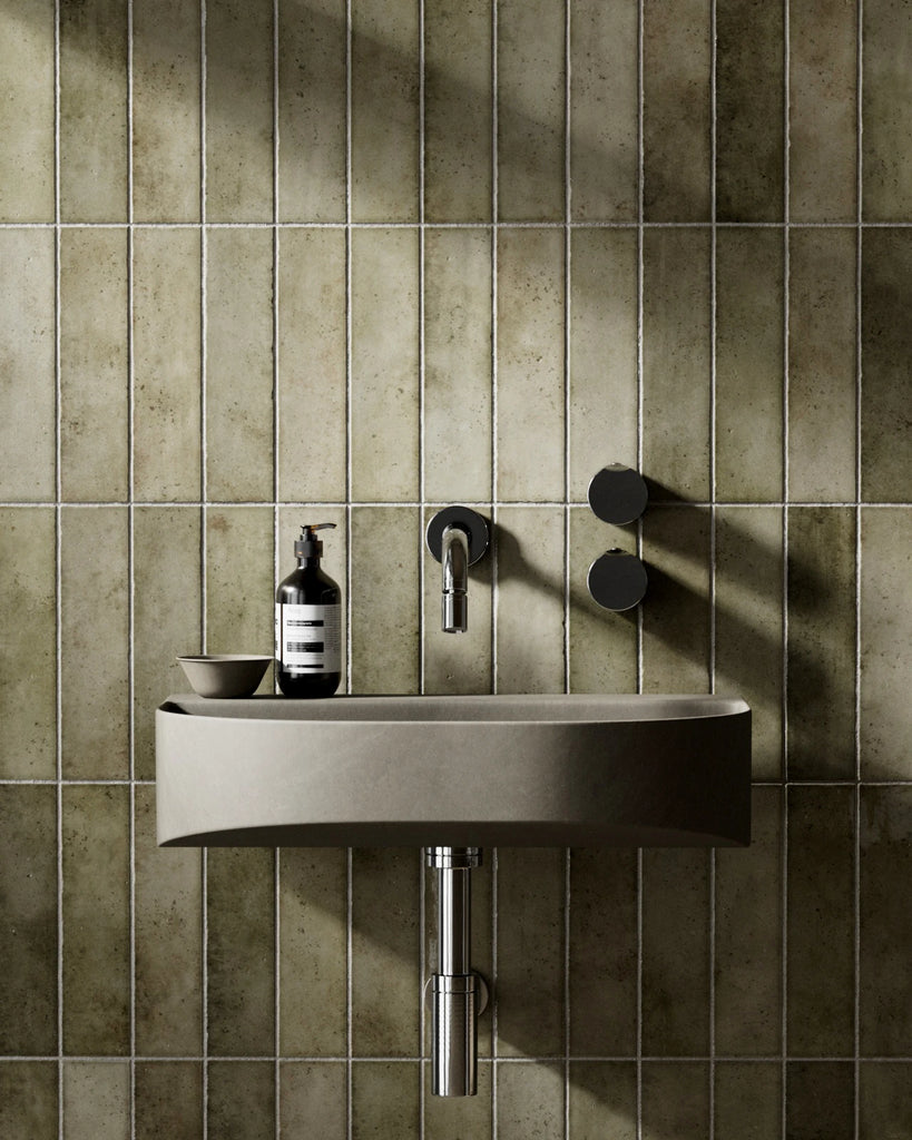 Hoxton Olive Garden Stacked Tile PBR Texture - Example Scene Visualization | Superellipse