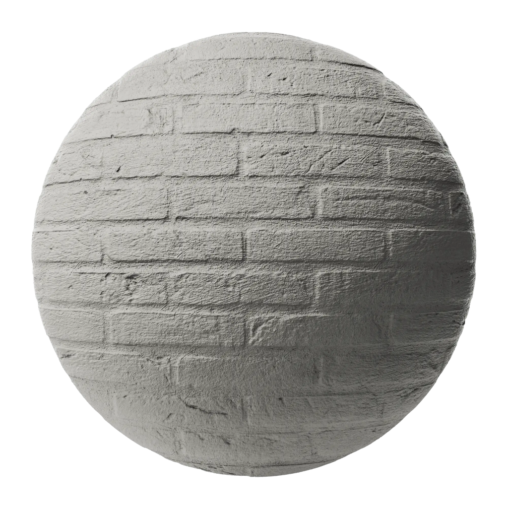 Painted Brick Wall Cottage Grey PBR Texture - Sphere Swatch Preview | Superellipse